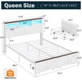 thumbnail image 3 of Queen Bed Frame with Headboard, Bed Frame Queen Size with Charging Station, LED Beds with 2 Storage Drawers, Wood Farmhouse Bedframe Queen-Size, Noise-Free and No Box Spring Needed, 3 of 9