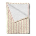 thumbnail image 2 of Stripes Soft Flannel Fleece Blanket, Rhythmic Print of Pastel Colored Thick Lines Starry Elements Composition, Cozy Plush for Indoor and Outdoor Use, 70" x 90", Cream and Pale Pink, by Ambesonne, 2 of 5