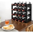thumbnail image 2 of Wine Rack, 4-Tier Bamboo Wine Racks Countertop,Sturdy and Durable Wine Storage Cabinet Shelf,16 Bottles Wine Holder for Kitchen Pantry, Black, 2 of 7