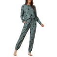 thumbnail image 2 of Conjunto de pijama de manga larga para mujer INSPIRE CHIC, sudadera de punto con estampado de estrellas, 2 piezas, ropa de dormir, L gris, 2 of 6