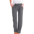thumbnail image 2 of Women's Straight Leg Corduroy Trousers with Elastic Waist Comfortable Loose Fit Long Pants for Everyday Wear, 2 of 9