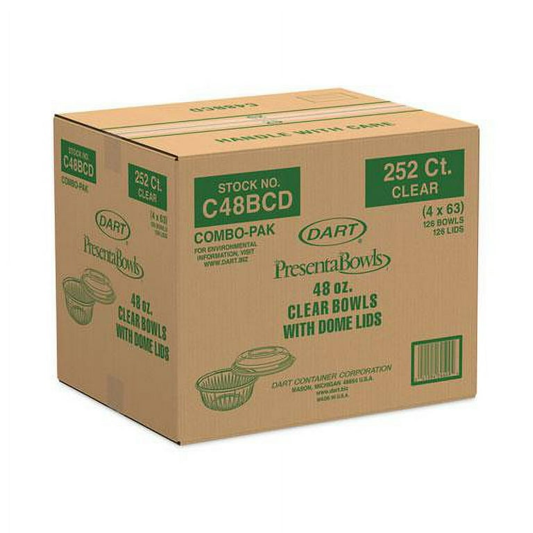 PresentaBowls Bowl/Lid Combo-Paks, 48 oz, Clear, Plastic, 126/Carton PresentaBowls Bowl/Lid Combo-Paks, 48 oz, Clear, Plastic, 126/Carton