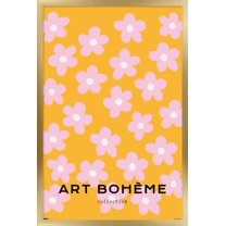 Art Bohème - Pink Flowers Wall Poster, 14.725" x 22.375" Framed