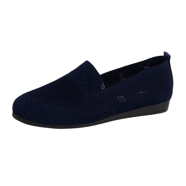 Ballerines Plates pour Femmes en Tricot Confortables à Enfiler, Ballerines d'Été Décontractées à Bout Rond, 41