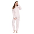 thumbnail image 4 of GLOBAL Womens Cotton Pajama Sets Long Sleeve Button Down Sleepwear Comfy Loungewear Soft Pjs Set Elegant Blush Floral L, 4 of 7