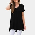 thumbnail image 2 of OSOLU Solid Color Women Casual Short Sleeve V-Neck T-Shirt Tshirts Tee Tops Relaxed Fit Dailywear, 2 of 5