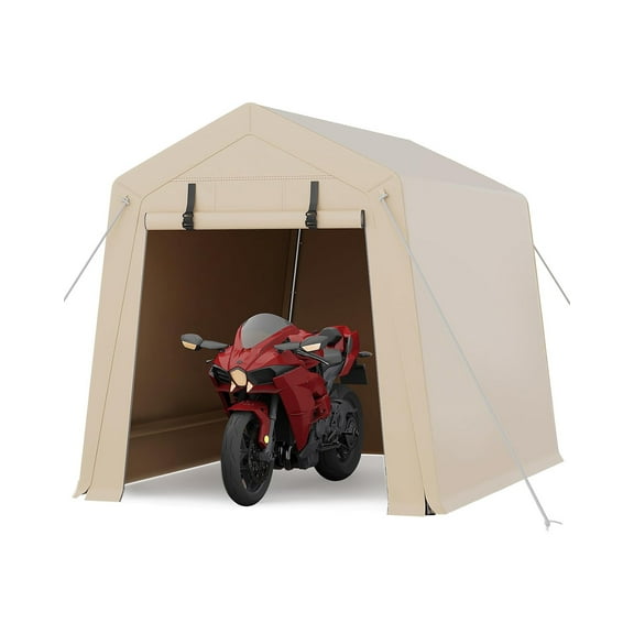 Mescukay 6x6 FT Portable Outdoor Storage Shed with 2 Roll-Up Zipper Doors & Vents, 240G Heavy-Duty Shelter Waterproof PE Tarp, UV-Resistant Carport for Motorcycle, Firewood, Tools