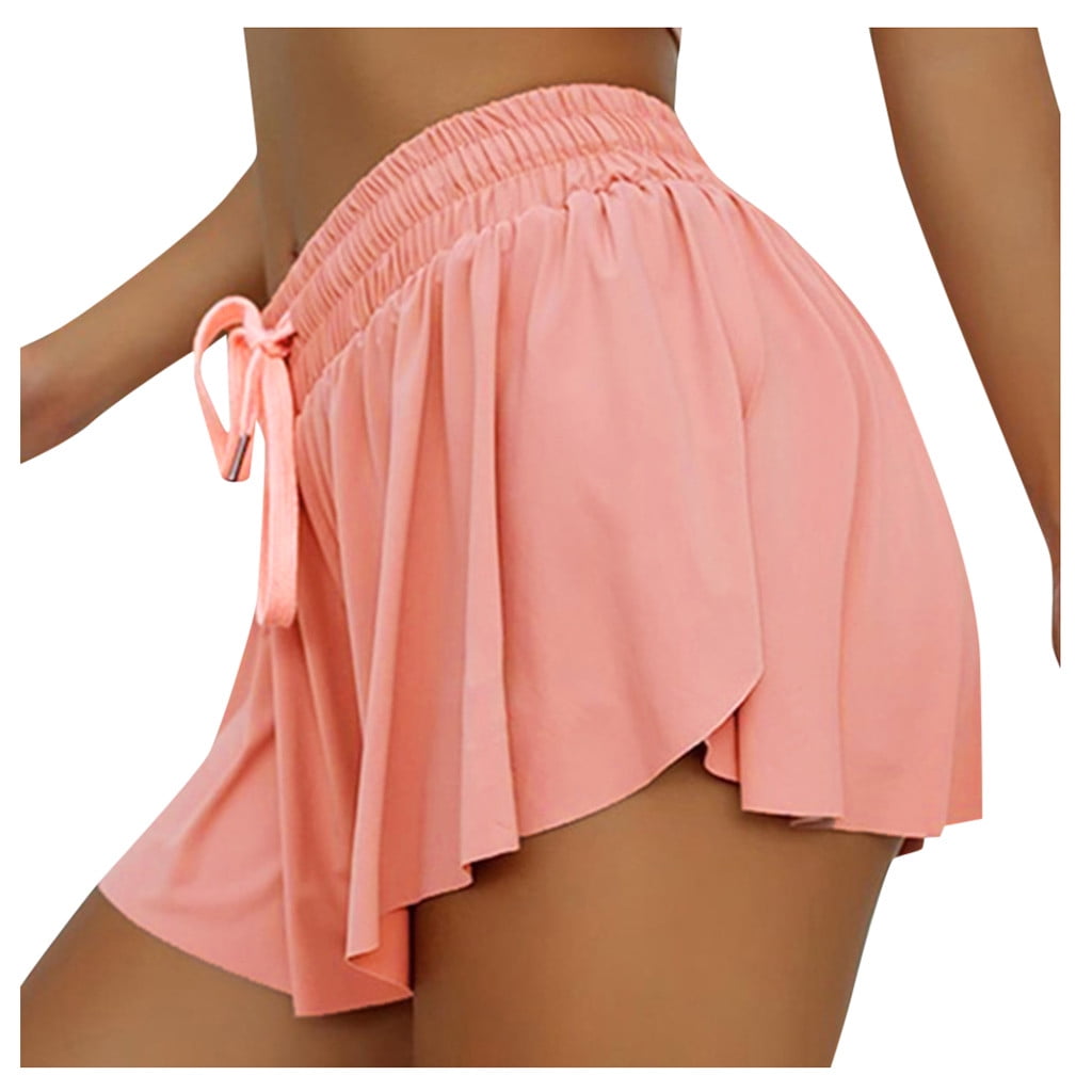 Yinguo Flowy Shorts Women DoubleLayer Gym Running Tennis Shorts High