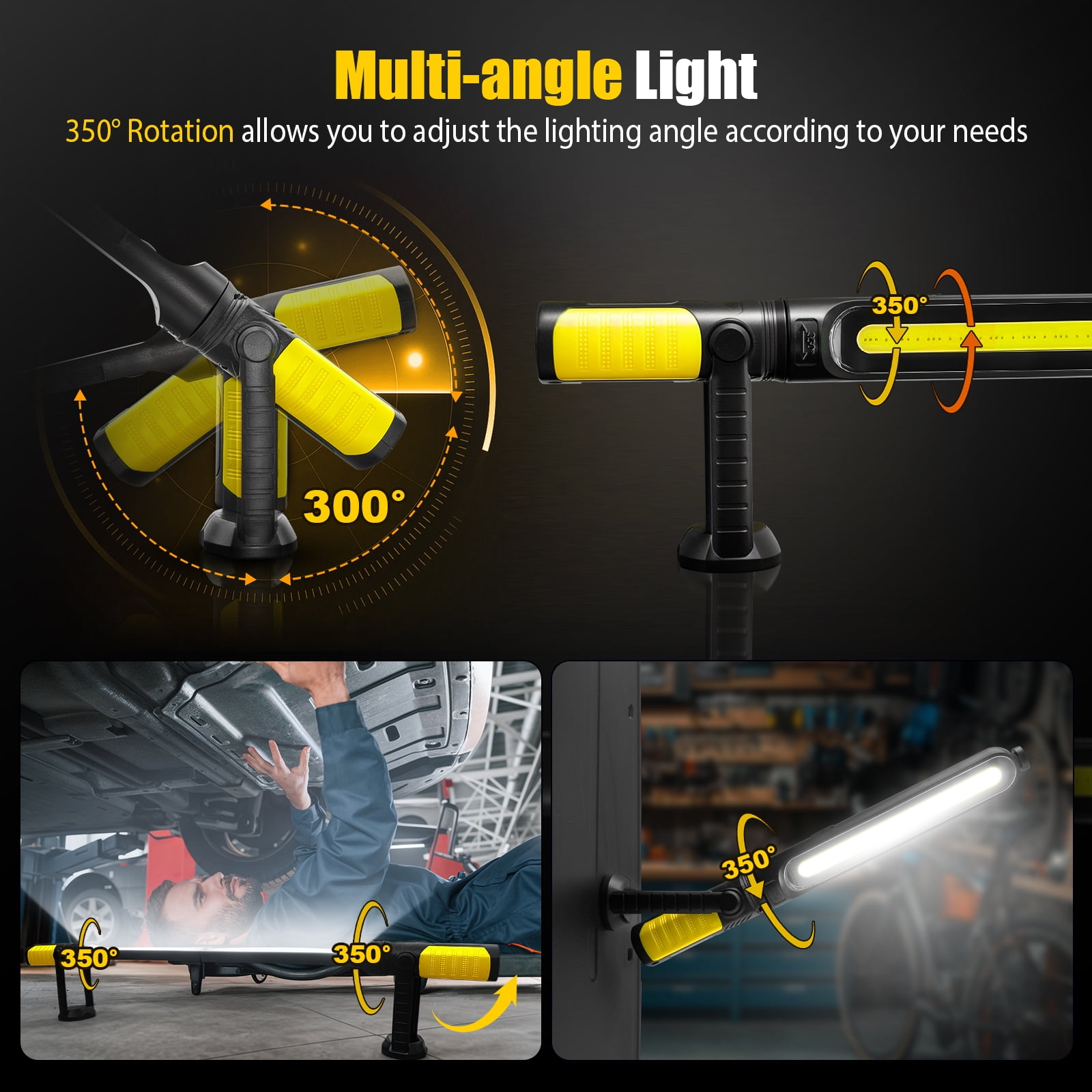Mechanic Light – 2 IN 1 Underhood Work Light, LED Magnetic Automotive Work Light, Cordless Rechargeable Work Light t for Garage, Workshop, Car Repair, Emergency