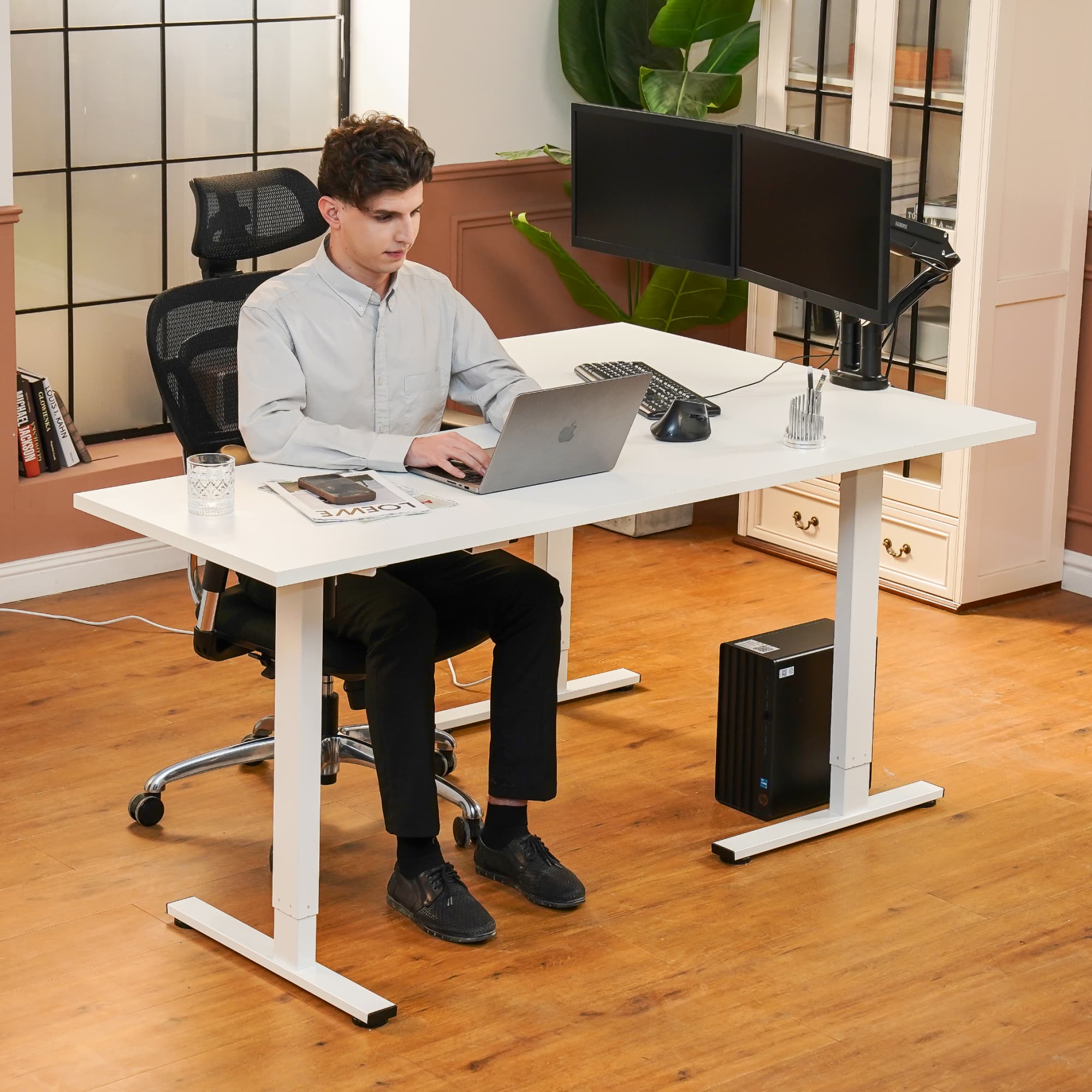 FLEXISPOT L Shaped Standing Desk,71 x 63 Inch Electric Height Adjustable Corner Desk, Sit Stand Computer Workstation with Preset Controller for Home Office, White