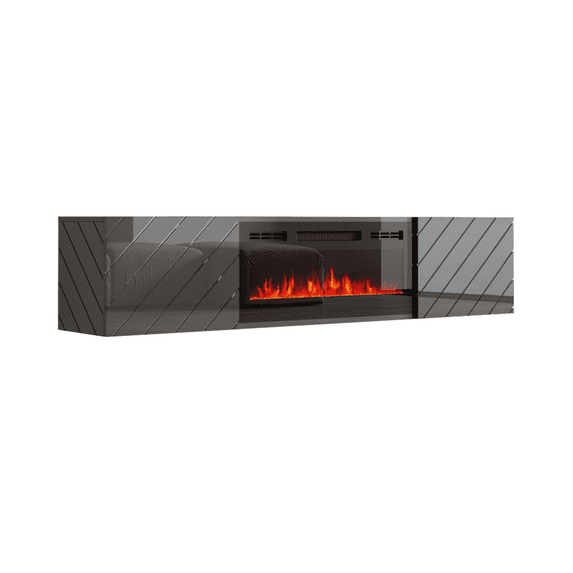 Luxe EF Wall Mounted Electric Fireplace Modern 72" TV Stand - Gray