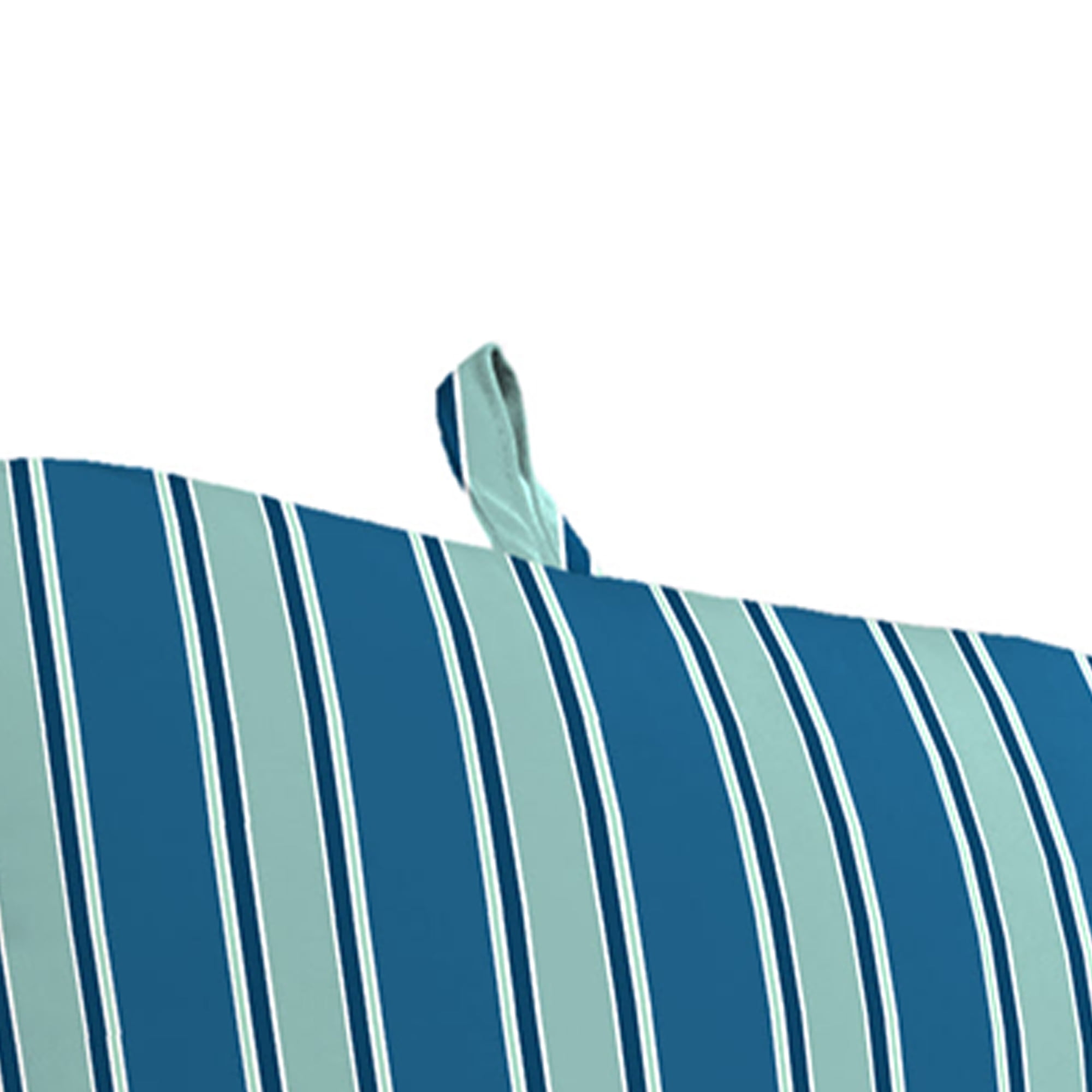 Jordan Manufacturing 74" x 22" Sanders Puff Blue and Gray Green Stripe Rectangular Outdoor Chaise Lounge Cushion with Ties and Hanger Loop
