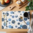 thumbnail image 2 of Blue Polka Dots Placemats Set of 4, Modern Abstract Art Placemats for Dining Table, Place Mats for Kitchen Tabletop, Waterproof Wipeable Dining Table Mats Set, 2 of 9