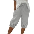 thumbnail image 2 of Women's Jogger Shorts, High Waisted Knee Length Casual Summer Pants with Drawstring Waist and Cuffed Ankles, Comfortable Lounge Shorts for Home, Active, and Everyday Wear-Gray, 2 of 6