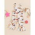 thumbnail image 3 of Bagilaanoe Toddler Baby Girl Jumpsuit Sleeveless Print Romper Overalls 6M 12M 18M 24M 3T 4T Kids Long Flared Pants Summer Clothes, 3 of 7