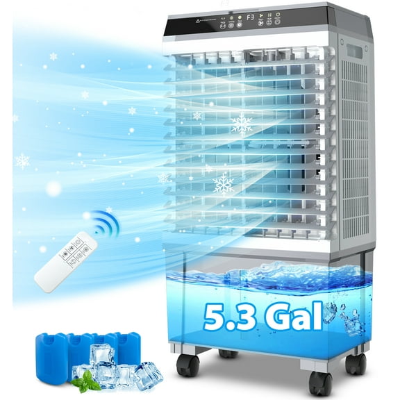 LifePlus 20L Portable Evaporative Air Cooler Fan Humidifier Indoor/Outdoor 5.3Gallon 1800CFM for Commercial Patio Office Shop