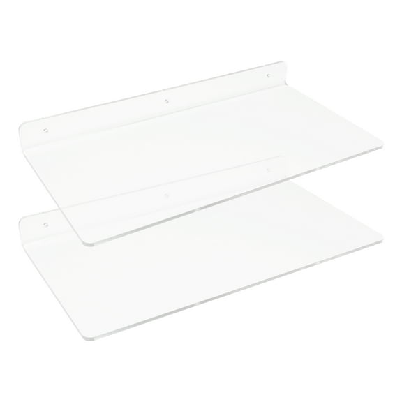 Unique Bargains Clear Acrylic Floating Shelves Acrylic Shelves for Bathroom Bedroom Wall 15.7" x 7.9" x 2" 2