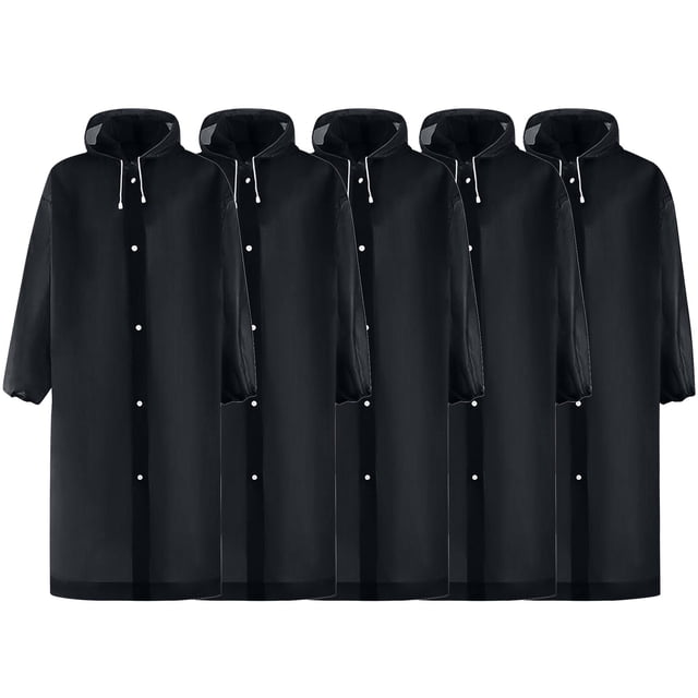 Poncho de Pluie pour Femmes et Hommes, Ensemble Réutilisable 5 Pcs, Coupe-Vent Imperméable, Imperméable à Capuche Léger et Cape, Pliable pour Activités Extérieures, Voyage, Randonnée