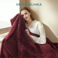 thumbnail image 5 of Cozy Comfort Electric Blanket Heated Throw - Soft Ribbed Flannel Heated Blanket, Fast Heating Electric Throw with 6 Heating Levels & 4 Time Settings, 3 Hours Auto-Off (50x60 inches, Burgundy), 5 of 7