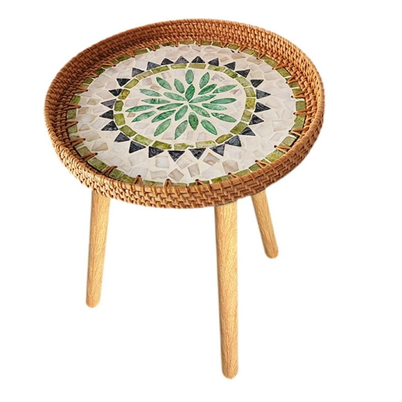 Mesita de noche auxiliar Strade Fareast Limited Bohemia 60cm con incrustaciones de concha