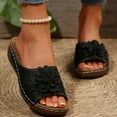 thumbnail image 6 of Womens Wedge Sandals 2025 Flower Summer Dressy Open Toe Platform Shoes Casual Boho Slip on Beach Walking Sandals Orthopedic Arch Support Non Slip, 6 of 8