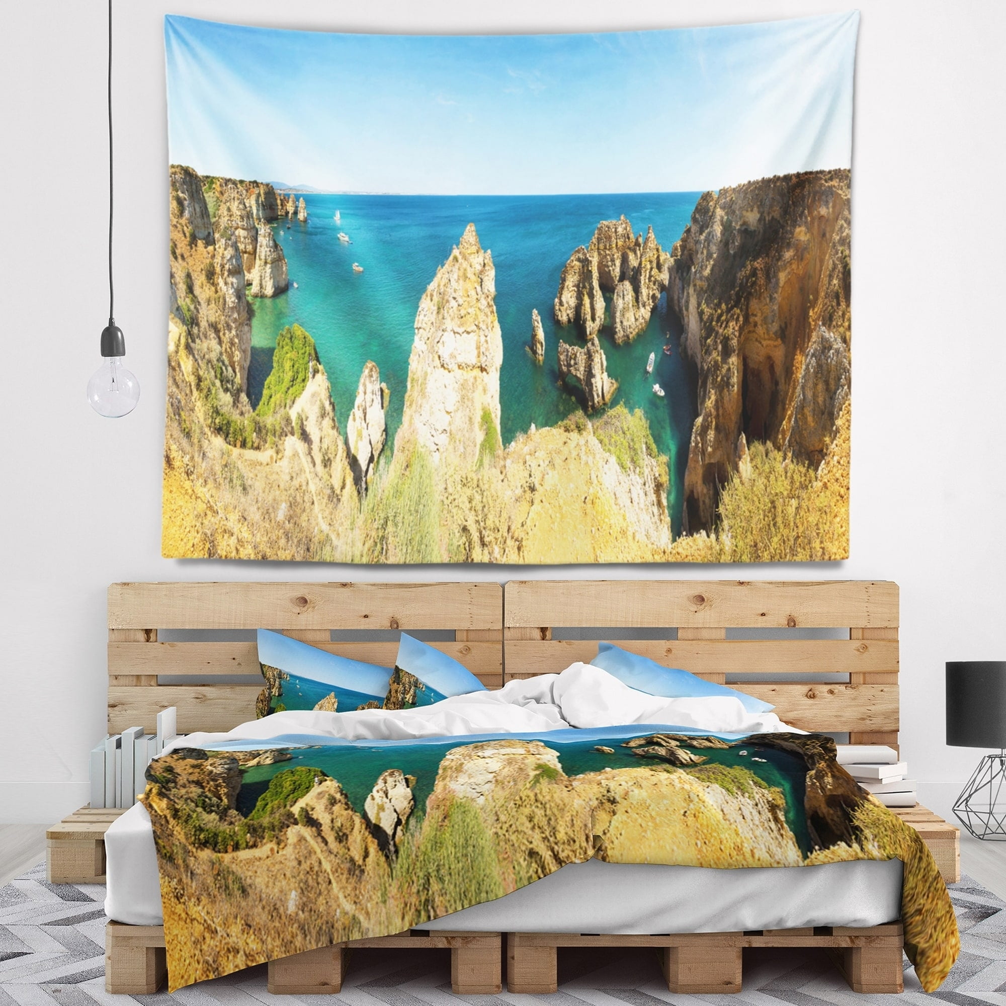 Design Art Designart High Cloudy Mountains Panorama Oversized Beach Wall Tapestry