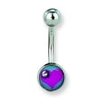thumbnail image 2 of Designer Stainless Steel 316L Srg Gr Sstl 14G 7/16Pink Heart Inlay On Blue Belly Ring Made In China -Jewelry By Sweet Pea Creations, 2 of 2