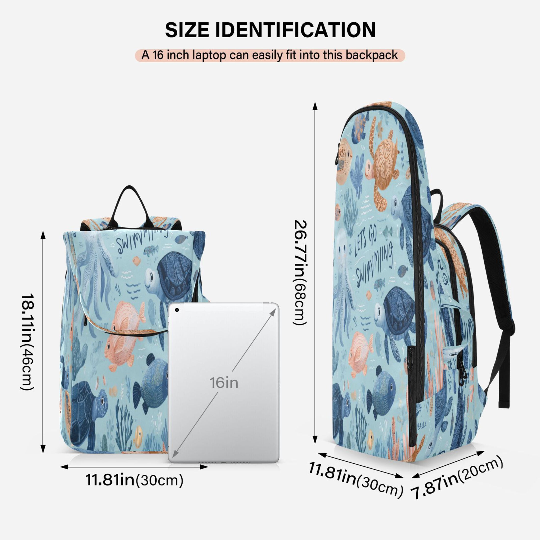 2 Racquet Holder Tennis Backpack Tennis Racket Covers Gym Bags Sea Creatures