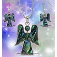 thumbnail image 5 of Aqua79 Angel Necklace & Earrings Jewelry Set - Silver Pendant with Snake Chain Necklace & Dangle Hook Earrings Made with Natural Paua Abalone Shell for Daily, Casual & Formal Events - 18 Inch, 5 of 7