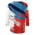 thumbnail image 5 of BLTIBY Womens Blouse Summer 3/4 Sleeve Round Neck Independence Day Printed Shirts Loose Novelty T-Shirts Fashion Pullover Tops 2025 Red 9 L, 5 of 5