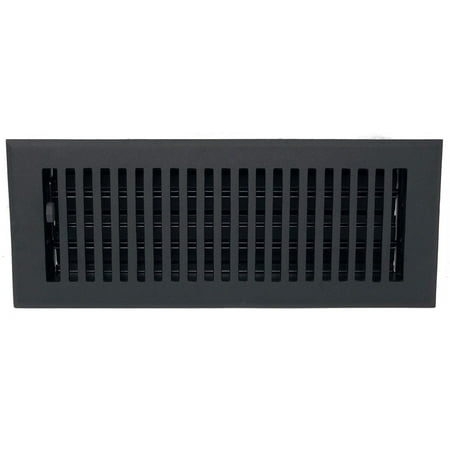 Madelyn Carter Black Contemporary Floor and Wall Registers (Cast Aluminum) 4  x 12  (Overall Size: 5-1/2  x 13-1/2 ) Floor Vent Cover - Wall Vent Cover - Includes Mounting Clips