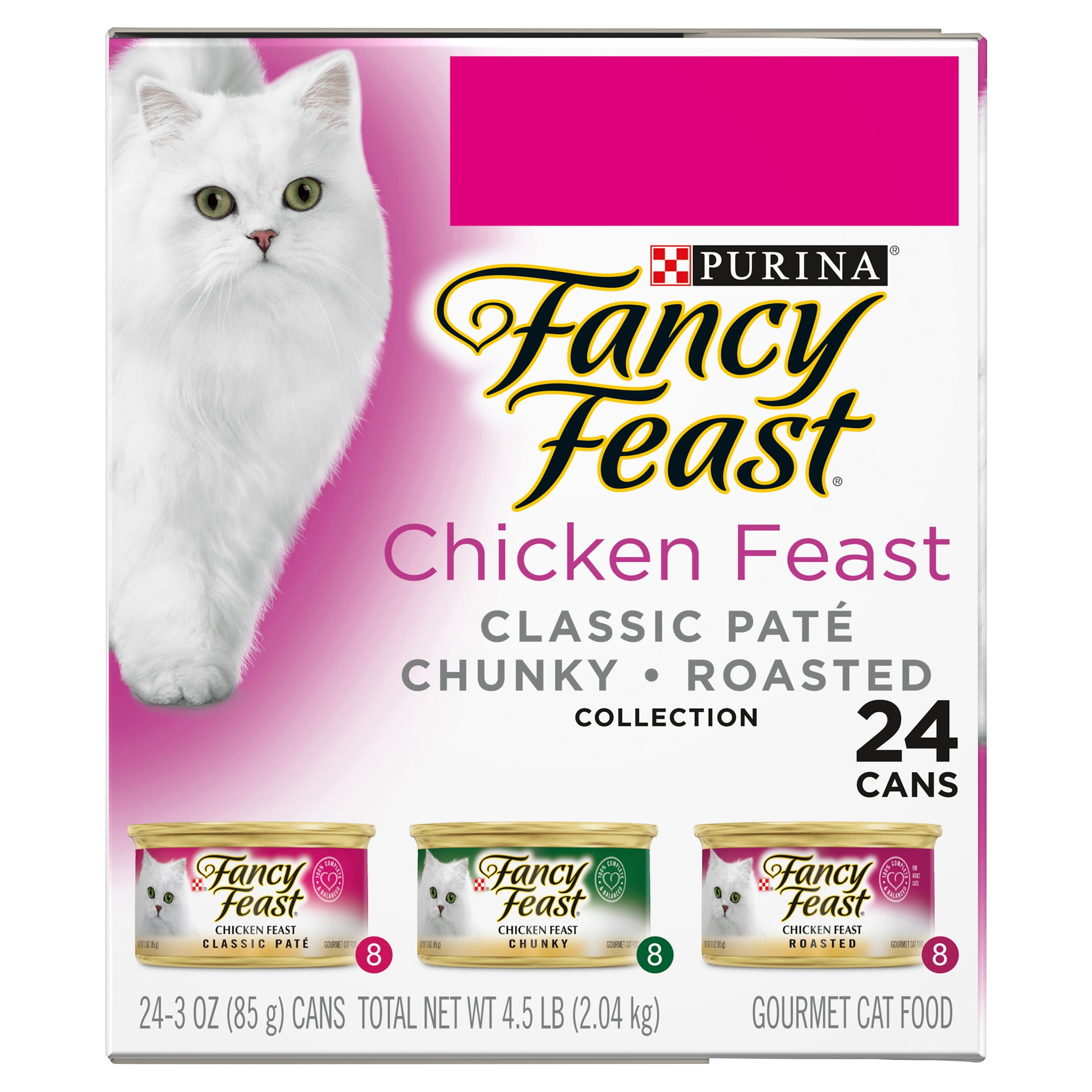 (24 Pack) Fancy Feast Wet Cat Food Variety Pack, Chicken Feast Collection, 3 oz. Cans