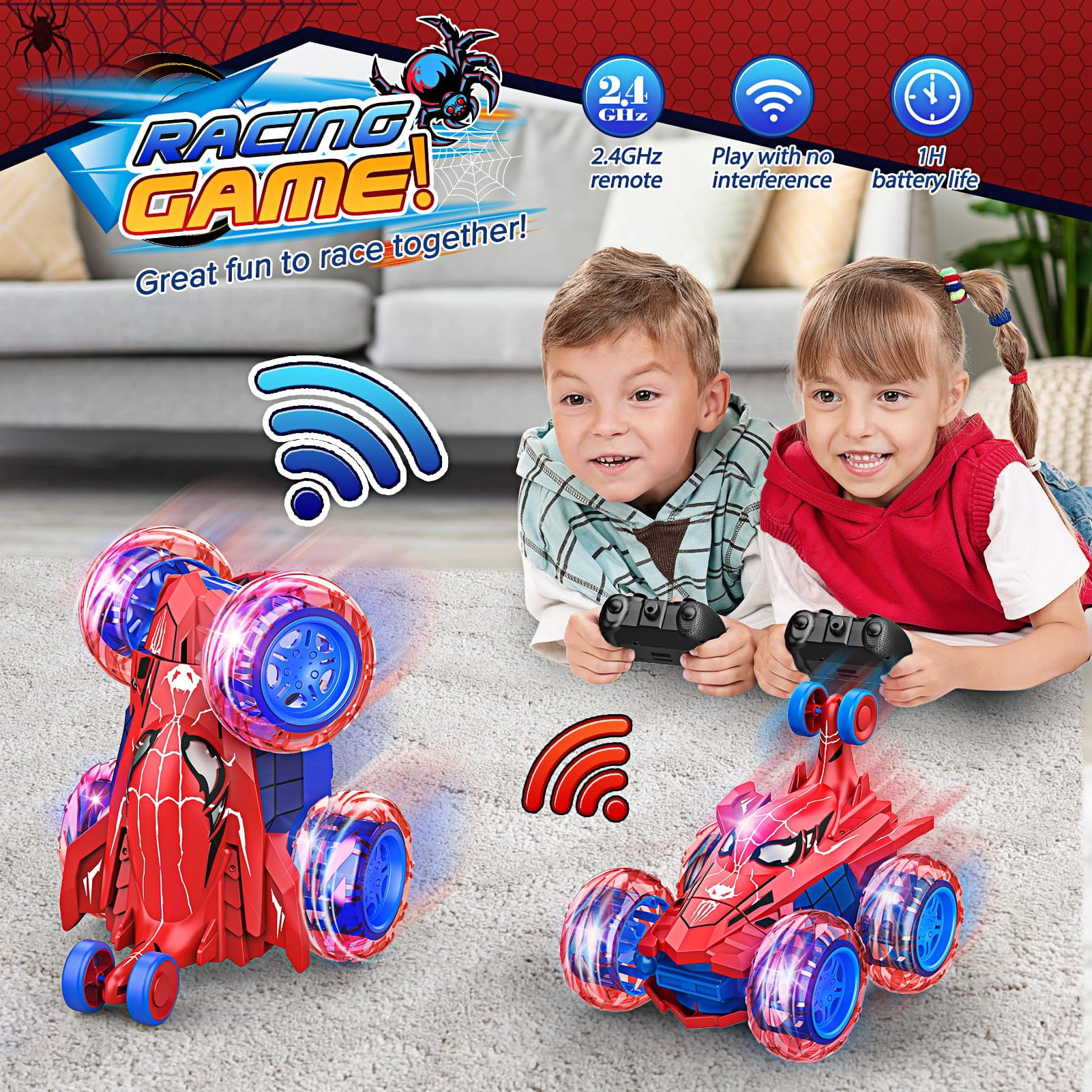 JUGAAD LIFE Remote Control Cars RC Stunt Cars, 2.4GHz 360° Spinning RC Race Car, Birthday Gifts Toys for Boys Girls Kids 3 4 5 6 7 8 9 10 Years Old