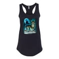 thumbnail image 2 of Wild Bobby, Wolf Howling At the Full Moon Wolf Pack Animal Lover Ladies Racerback Tank Top, Black, Small, 2 of 3