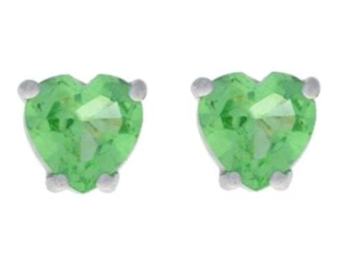 2 Ct Simulated Emerald Heart Stud Earrings .925 Sterling Silver Rhodium Finish