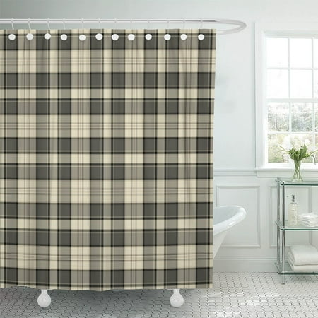 Bsdhome Tan Flannel Plaid Pattern Brown, Shower Curtain Black Brown Tan