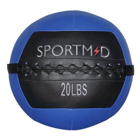 Sportmad Soft Medicine Ball Wall Ball for CrossFit Exercises Strength Training Cardio Workouts Muscle Building Balance, 6/10/12/14/18/20/28/30LBS, Red&Black