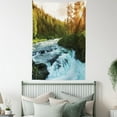 thumbnail image 4 of European Tapestry, River in Norway Sunrise Sunbeams Through Pine Trees Springtime Scenic, Wall Hanging for Bedroom Living Room Dorm Decor, 60W X 80L Inches, Baby Blue Apple Green, by Ambesonne, 4 of 5