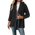 thumbnail image 3 of Fleece Jackets for Women Plus Size Hooded Long Sleeve Solid Color Warm Winter Coat Casual Thicken Fleece Lined Cardigan Outerwear, 3 of 9