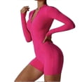 thumbnail image 4 of Zip Front Long Sleeve Jumpsuits for Women Yoga Jumpsuits Brushed Buttery Soft Workout Shorts, 4 of 5