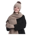 thumbnail image 1 of WEAIXIMIUNG Non Latex Gloves Solid Color Double Layer Wool and Thick Warm Wool Hat Scarf Gloves Three Piece Set, 1 of 4