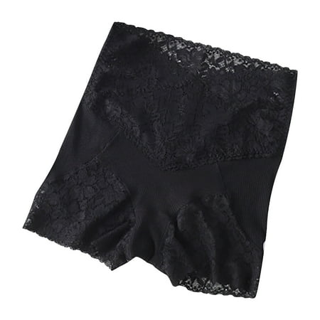 

qolati Women s Sexy Lace Trim Underwear Soft Tummy Control Boyshort Panties High Waist Stretch Comfy Brief