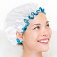 thumbnail image 3 of 4 Pcs Bonnets de Bain Réutilisables Couvre-Cheveux Élastiques Bonnets de Protection pour la Maison, 3 of 9