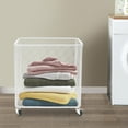 thumbnail image 5 of 43*23*45cm Iron Laundry Basket with Wheel Rolling Laundry Basket Modern Iron White Laundry Basket Cart, 5 of 14