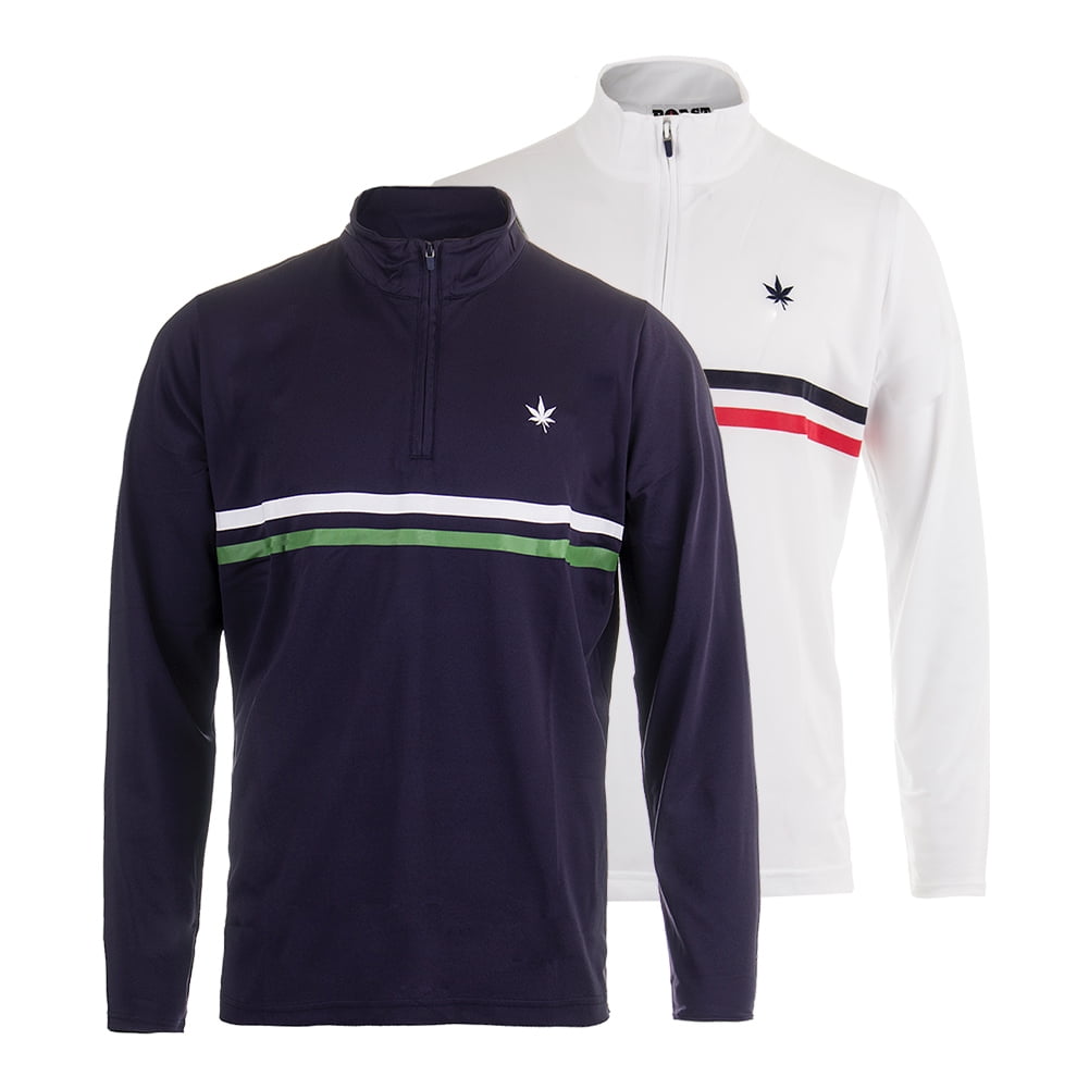 Boast Men`s Court 1/4 Zip Chest Stripe Tennis Top ( XLarge Navy