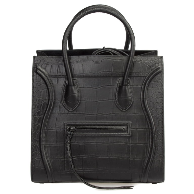 Celine CEL-HBAG-PHANT-GRAIN-BLK-M Medium Luggage Phantom Bag
