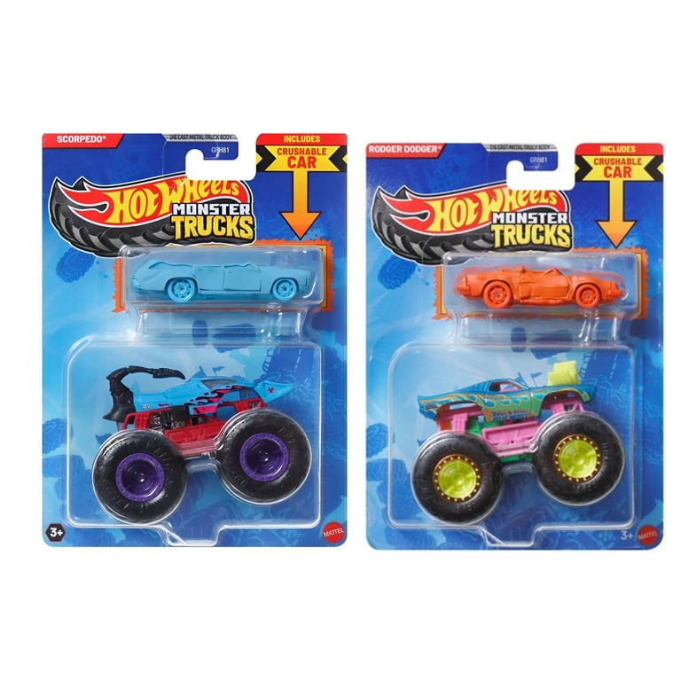 Hot Wheels Monster Trucks Bundle of 8 with Bonus Cars, Assorted