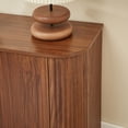 thumbnail image 5 of S-HOME Modern Wavy Curve Sideboard -Glassware Holder Coffee Bar And Wine Cabinet Storage Design With Adjustable Shelves For Kitchen Or Dining Rooms, Walnut, 5 of 11