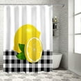thumbnail image 4 of Yellow Lemon Summer Shower Curtain, Black White Plaid Shower Curtain Set with Hooks, Spring Summer Waterproof Fabric Shower Curtains for Bathroom Decor, 36x72 Inch Bath Curtain, 4 of 6