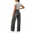 thumbnail image 4 of Zulora Women's High Waist Wide Leg Jeans Cuffed Hem Denim Pants Vintage Casual Straight Trousers for Spring Summer, 4 of 6